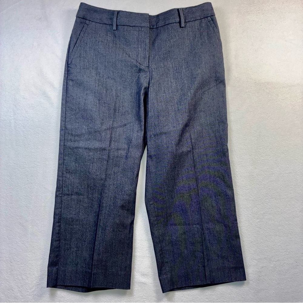 Talbots Women Hampshire Ankle Dress Pants 10 Pet Navy Blue Subtle Texture